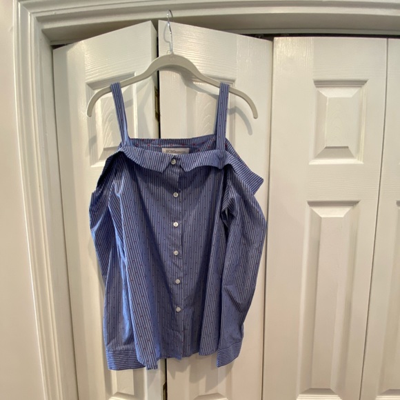 BCBGeneration Blue Striped Button Down Shirt - Picture 1 of 6